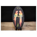 Vintage Chalkware Macaw Birds Wall Hanger