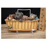 Devon Ware Chalkware Puppies In A Basket Wall Hang