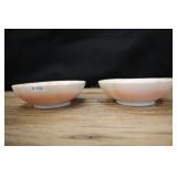 Pair Of Vintage Berry Bowls, Pink & White With Sca