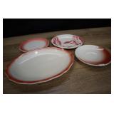Assorted White Plates With Pink & Red