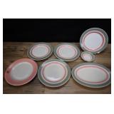Assorted Vintage Pink And Grey China Dishes