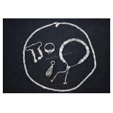 Grey Labradorite & Sterling Silver Ring, Earrings,