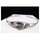 Sterling Silver & Grey Druzy Bangle,