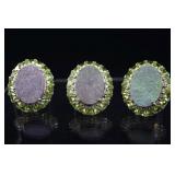 Sterling Silver Druzy Rings With Peridot Surround,