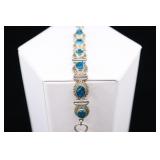 Sterling Silver & Blue Fluorite Stone Bracelet,
