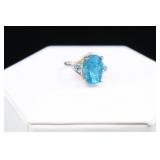 Sterling Silver & Blue Fluorite Stone Ring,