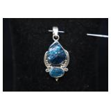 Sterling Silver & Blue Fluorite Stone Pendant