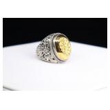 Sterling Silver & Gold Druzy Ring,
