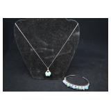 Blue, Green And Purple Stone Stainless Steel Bangl