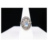 Sterling Silver & Moonstone Daisy Flower Ring