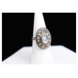 Sterling Silver & Moonstone Daisy Flower Ring