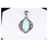 Blue Larimar & Sterling Silver Pendant