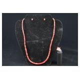 Sterling Silver & Red Topaz Ring, And Beaded Neckl