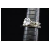 Sterling Silver Engagement Wedding Band Set, Appro