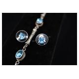 Sterling Silver & Aquamarine Earrings And Bracelet