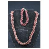 Garnet Chip Necklace And Bracelet