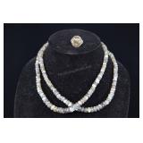 Sterling Silver & Grey Labradorite Ring, And Pair