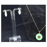 Gold Over Sterling Silver Jade Pendant With Neck C