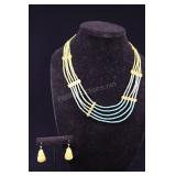 Turquoise And Green Turquoise Seed Bead Multi-stra