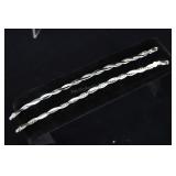 Pair Of Sterling Silver & Black Braided Bracelets,