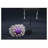 Amethyst & Sterling Silver Earrings, And Stainless