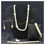 Jasper Beaded Necklace, Bracelets And Earrings