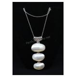 White Abalone Shell Pendant With Stainless Steel N