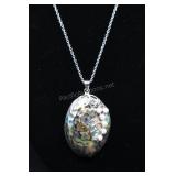 Abalone Shell And Pearl Pendant With Stainless