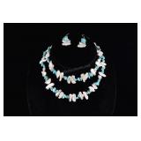 Cultured Pearls & Turquoise Chip Necklace And Earr