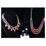 Sterling Silver Gold Tone Pink Quartz Rings, And P