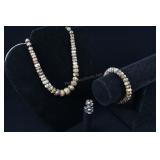 Grey Labradorite Faceted Beaded Necklace And Brace