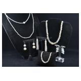 Grey Labradorite Beaded Necklaces, Earrings, And B