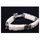 Sterling Silver & Carved Bone Bracelet