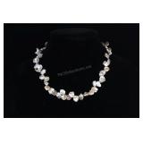 Cultured Pearl Necklace, Silver & Gold Petal Pearl