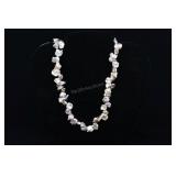 Cultured Pearl Necklace, Silver & Gold Petal Pearl