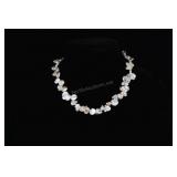 Cultured Pearl Necklace, Silver & Peach Petal Pear