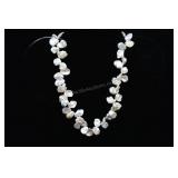 Cultured Pearl Necklace, Silver & White Petal Pear