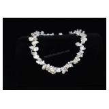 Cultured Pearl Necklace, Silver & White Petal Pear