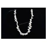 Cultured Pearl Necklace, Silver & White Pearls, Ap