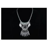 Abalone Shell And Feather Necklace, Approx. 26"