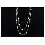 Cultured Pearl Stainless Steel Link Necklace