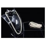 Cultured Pearl Strand Necklace And Bracelet, White