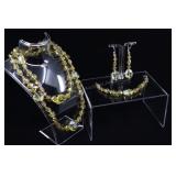 Yellow Beaded Set, Necklace, Bracelet, And Earring
