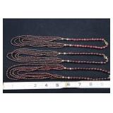 Set Of Three Garnet Beaded Necklaces