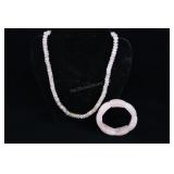 Rose Quartz Beaded Necklace And Bangle