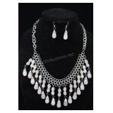 Rose Quartz Link Necklace And Earrings