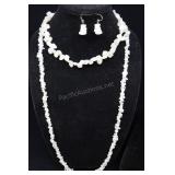 Pair Of White Lace Agate Necklaces