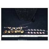 Four Cultured Pearl Bracelets, Orange, Copper, Pin