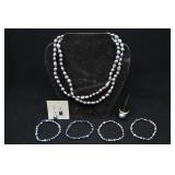 Sterling Silver & Cultured Pearl Ring, 925, And Ea