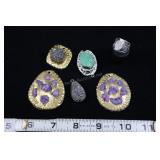 Druzy Rock Pendants And Ring, Stainless Steel Appr